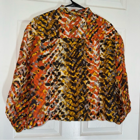 Ruby Rd. Multicolor Abstract Burn Out Button Up Jacket - Picture 9 of 13